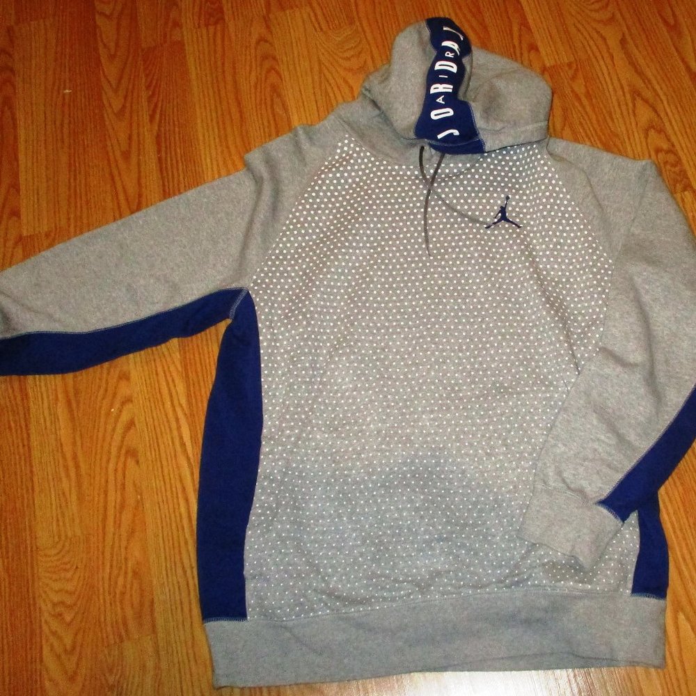 Vintage Air Jordan Jumpman Hoodie Gray/White Polka Dot Men’s Size XL